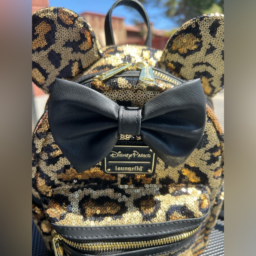 Disney Parks Loungefly Sequin Leopard Cheetah Mini Backpack Bag